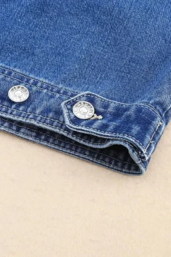 Best Dear-Lover Chest Pockets Drop Shoulder Loose Denim Jacket Blue