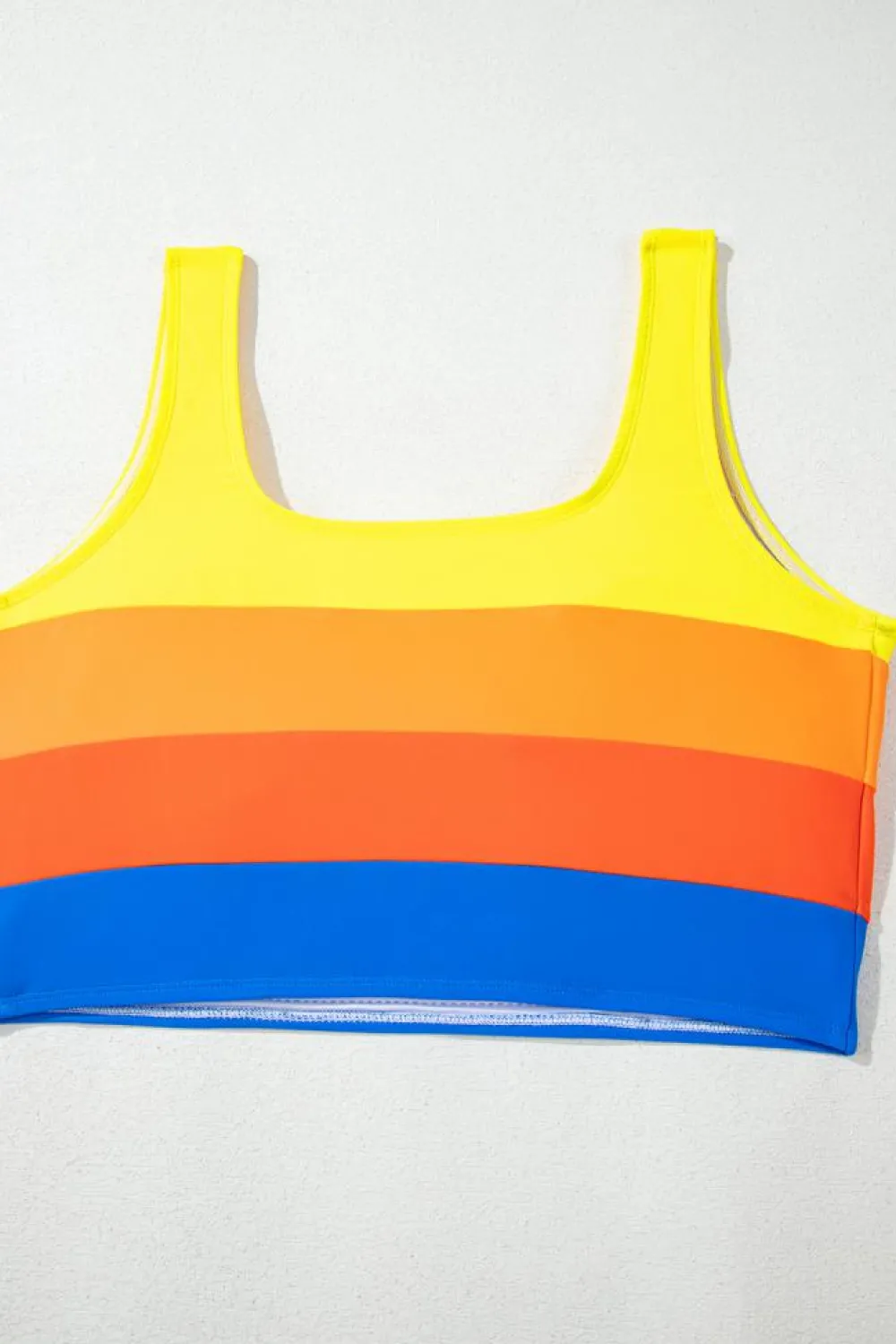 Best Dear-Lover Colorblock Square Neck Top Pleated High Waisted Bikini Blue