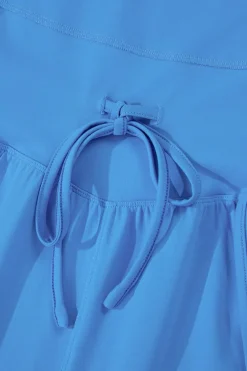 Best Dear-Lover Crossed Spaghetti Straps Drawstring Waist Sporty Romper Blue