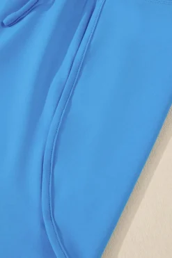 Best Dear-Lover Crossed Spaghetti Straps Drawstring Waist Sporty Romper Blue