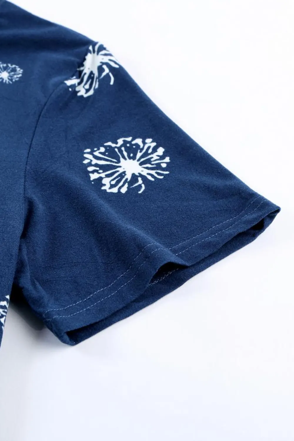Discount Dear-Lover Dandelion Print Crew Neck T-shirt Blue