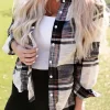 Best Dear-Lover Distressed Raw Edge Plaid Print Shirt Blue