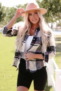 Best Dear-Lover Distressed Raw Edge Plaid Print Shirt Blue