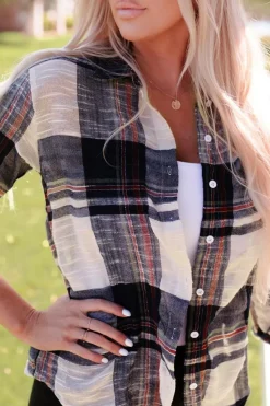 Best Dear-Lover Distressed Raw Edge Plaid Print Shirt Blue
