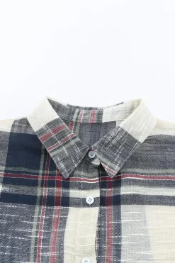 Best Dear-Lover Distressed Raw Edge Plaid Print Shirt Blue