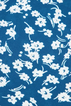 Best Dear-Lover Ditsy Floral Print Lantern Sleeve Blouse Blue