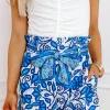 Discount Dear-Lover Floral Print Pocketed Front Knot High Waist Casual Shorts Blue