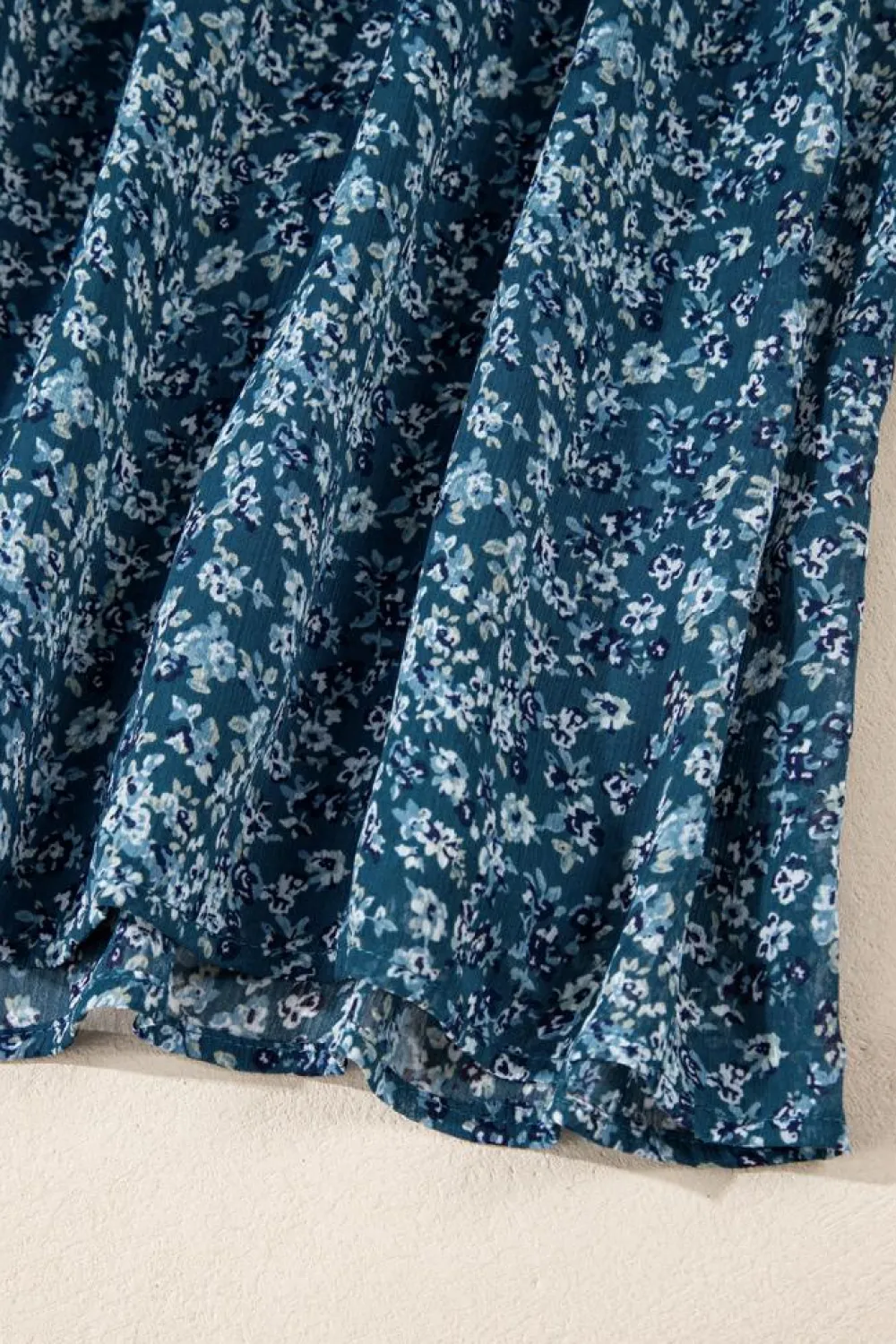 New Dear-Lover Floral Print Sweetheart Neck Shirred Back Mini Dress Blue