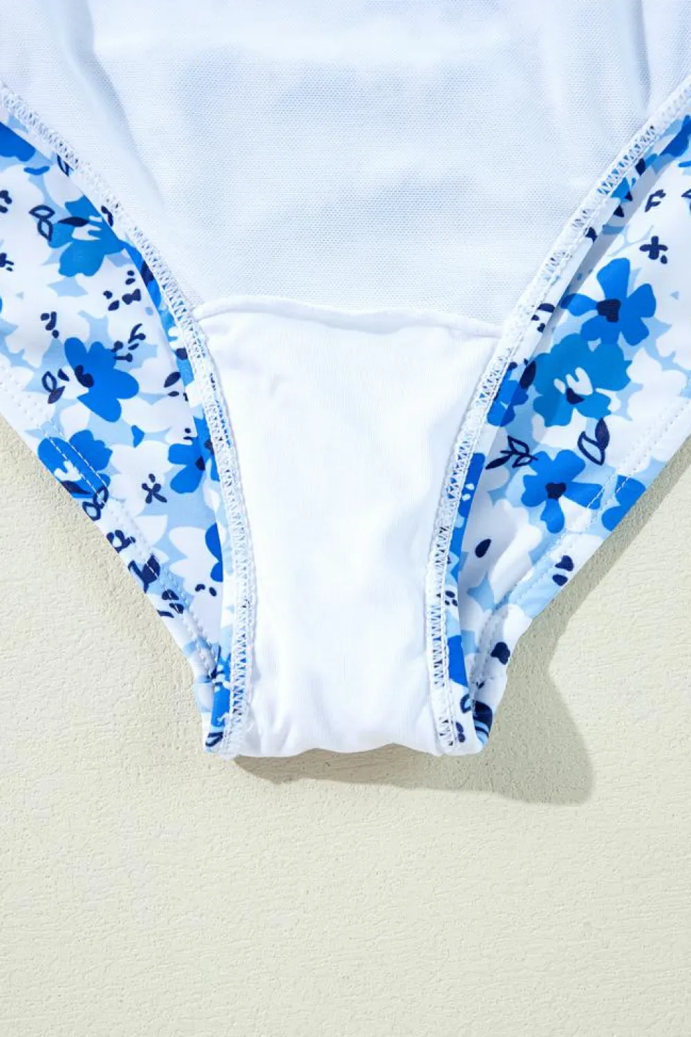 Hot Dear-Lover Floral Ruffled Strap Lace-up Hollow Out One Piece Swimsuit Blue