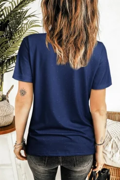 New Dear-Lover God Bless the USA Print Tie Dye T-Shirt Blue