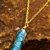 Discount Dear-Lover Gold Wire Wrapped Turquoise Pendant Necklace Blue
