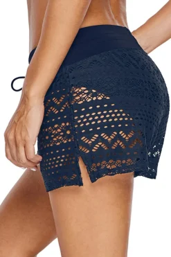 Discount Dear-Lover Lace Shorts Attached Swim Bottom Blue
