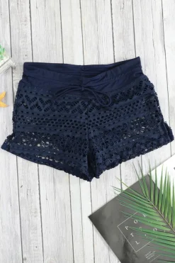Discount Dear-Lover Lace Shorts Attached Swim Bottom Blue