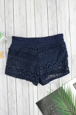 Discount Dear-Lover Lace Shorts Attached Swim Bottom Blue