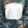 Clearance Dear-Lover Leopard Bleached Raglan Sleeve Crewneck Sweatshirt Blue