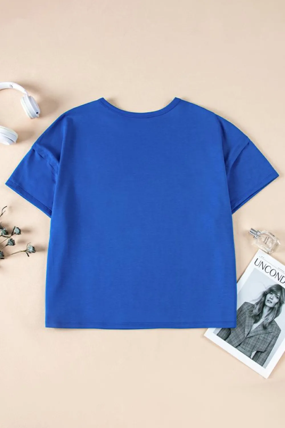 New Dear-Lover Patched Pocket Exposed Seam Oversize T-shirt Blue