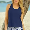 Discount Dear-Lover 3pcs Printed Sporty Racerback Tankini Swimsuit Blue