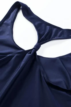 Discount Dear-Lover 3pcs Printed Sporty Racerback Tankini Swimsuit Blue