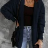 Outlet Dear-Lover Pink Soft Fleece Hooded Open Front Jacket Blue