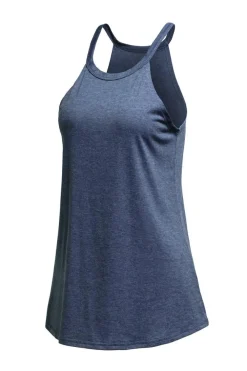 Fashion Dear-Lover Solid Color Crew Neck Tank Top Blue