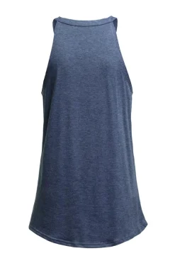 Fashion Dear-Lover Solid Color Crew Neck Tank Top Blue