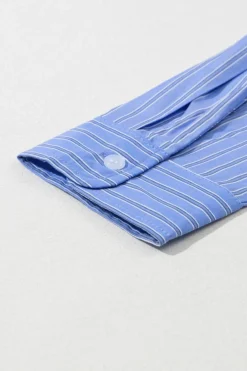 New Dear-Lover Button Up Oversized Casual Shirt Blue Stripe