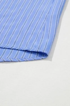 New Dear-Lover Button Up Oversized Casual Shirt Blue Stripe