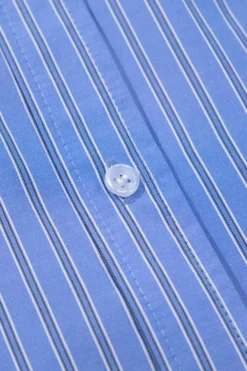 New Dear-Lover Button Up Oversized Casual Shirt Blue Stripe