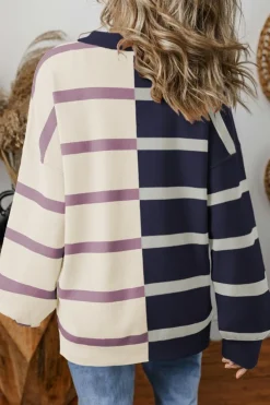 Outlet Dear-Lover Colorblock Oversized Sweater Blue Stripe