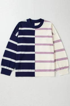 Outlet Dear-Lover Colorblock Oversized Sweater Blue Stripe