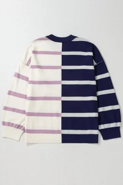 Outlet Dear-Lover Colorblock Oversized Sweater Blue Stripe
