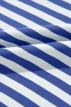 New Dear-Lover Oversized Contrast Trim Pullover Sweatshirt Blue Stripe