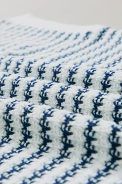 Best Dear-Lover Ribbed Trim Loose Fit Knitted Sweater Vest Blue Stripe