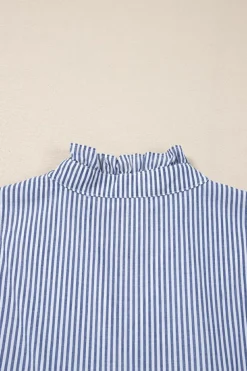 Outlet Dear-Lover Sleeveless Notched V Neck Contrast Ric Rac Mini Dress Blue Stripe