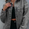 Best Dear-Lover Washed Oversize Pocketed Denim Jacket Blue Stripe