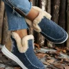 Sale Dear-Lover Suede Stitching Patchwork Plush Lined Anklet Boots Blue