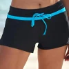 Discount Dear-Lover Blue Trim Black Women Swim Boardshort Black Blue