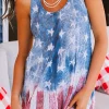 Online Dear-Lover Vintage Washed Flag Print Shift Tank Top Blue