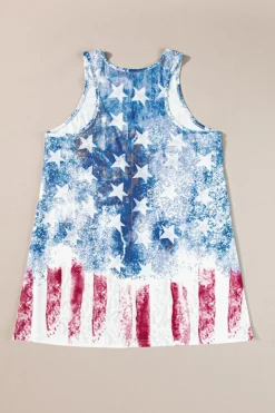 Online Dear-Lover Vintage Washed Flag Print Shift Tank Top Blue