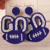 Outlet Dear-Lover Beaded Go Rugby Football Earrings Bluing