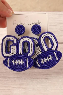 Outlet Dear-Lover Beaded Go Rugby Football Earrings Bluing