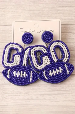 Outlet Dear-Lover Beaded Go Rugby Football Earrings Bluing