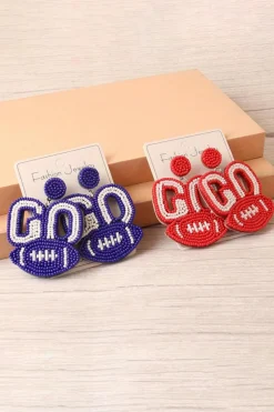 Outlet Dear-Lover Beaded Go Rugby Football Earrings Bluing