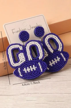 Outlet Dear-Lover Beaded Go Rugby Football Earrings Bluing