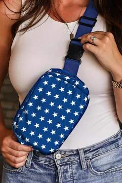 Discount Dear-Lover Independent Day Flag Star Printed Crossbody Bag Bluing