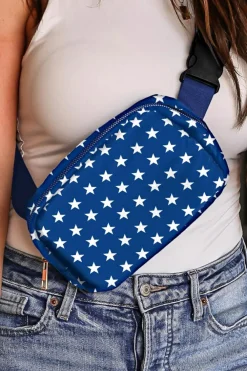 Discount Dear-Lover Independent Day Flag Star Printed Crossbody Bag Bluing