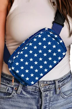 Discount Dear-Lover Independent Day Flag Star Printed Crossbody Bag Bluing