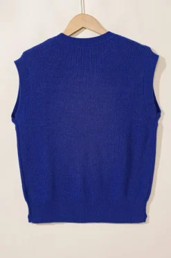 Online Dear-Lover Sparkling American Flag Knitted Vest Bluing