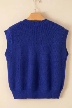 Online Dear-Lover Sparkling American Flag Knitted Vest Bluing