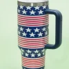 Best Dear-Lover Stars and Stripes Print Handled Thermos Cup 40oz Bluing